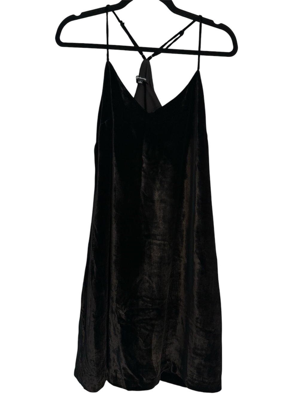 Madewell Black Velvet Mini Shift Dress - Picture 1 of 5